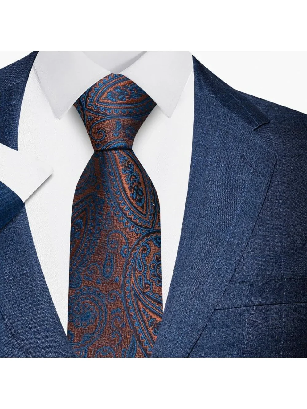 🆕Men's Brown 100% Microfiber Paisley Jacquard Slim Formal Necktie For Wedding